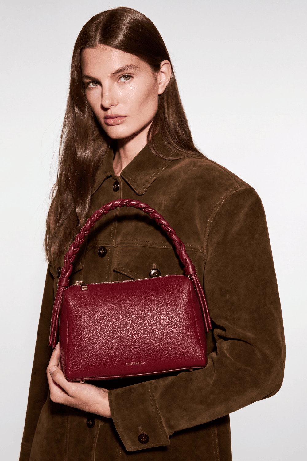 VESPER Rosso Gràcia grained calfskin shoulder bag by GREBELLA, Barcelona — view 2