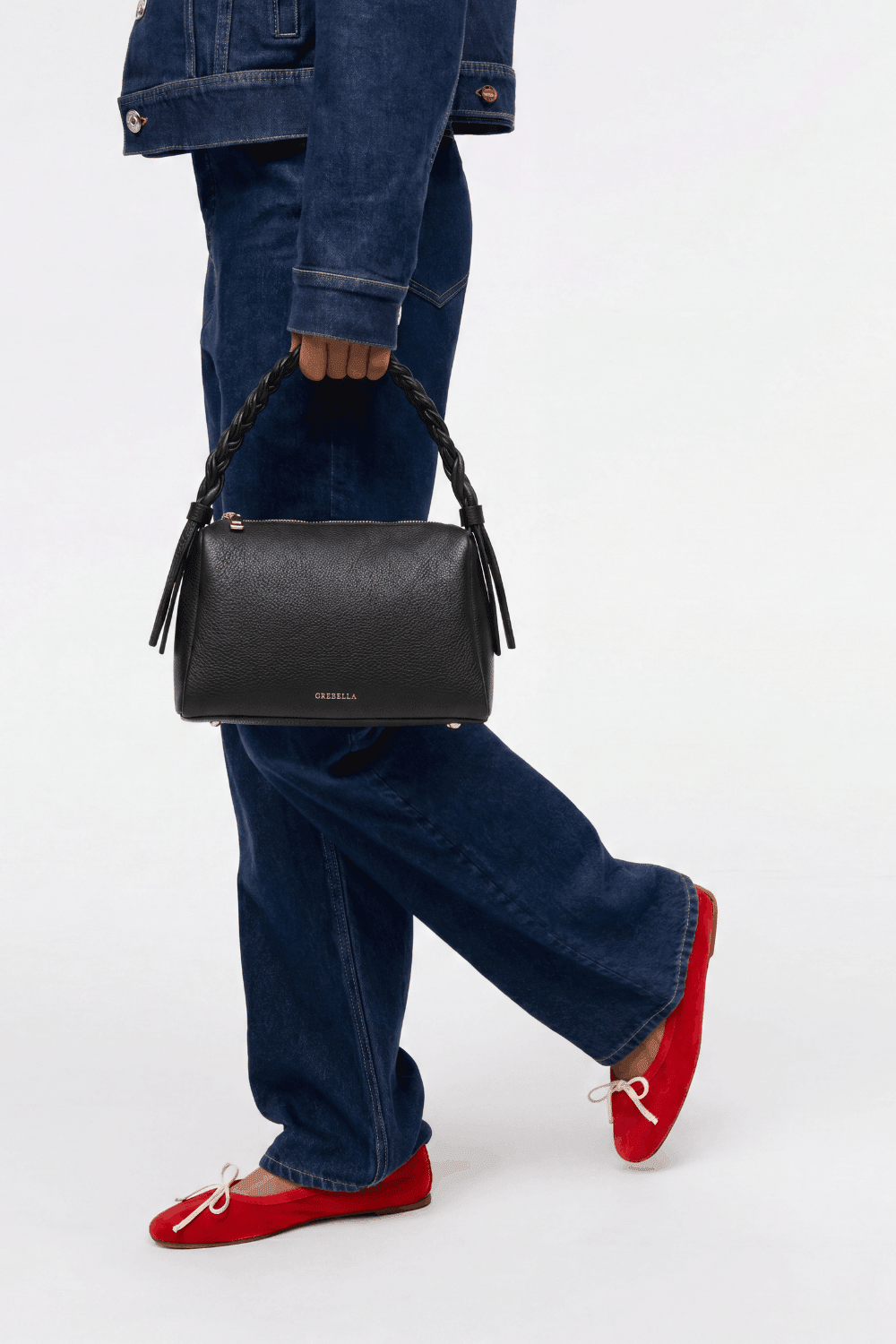 VESPER Carbon Diagonal grained calfskin shoulder bag by GREBELLA, Barcelona — view 5