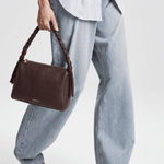 VESPER Pecan Grid grained calfskin shoulder bag by GREBELLA, Barcelona — view 5
