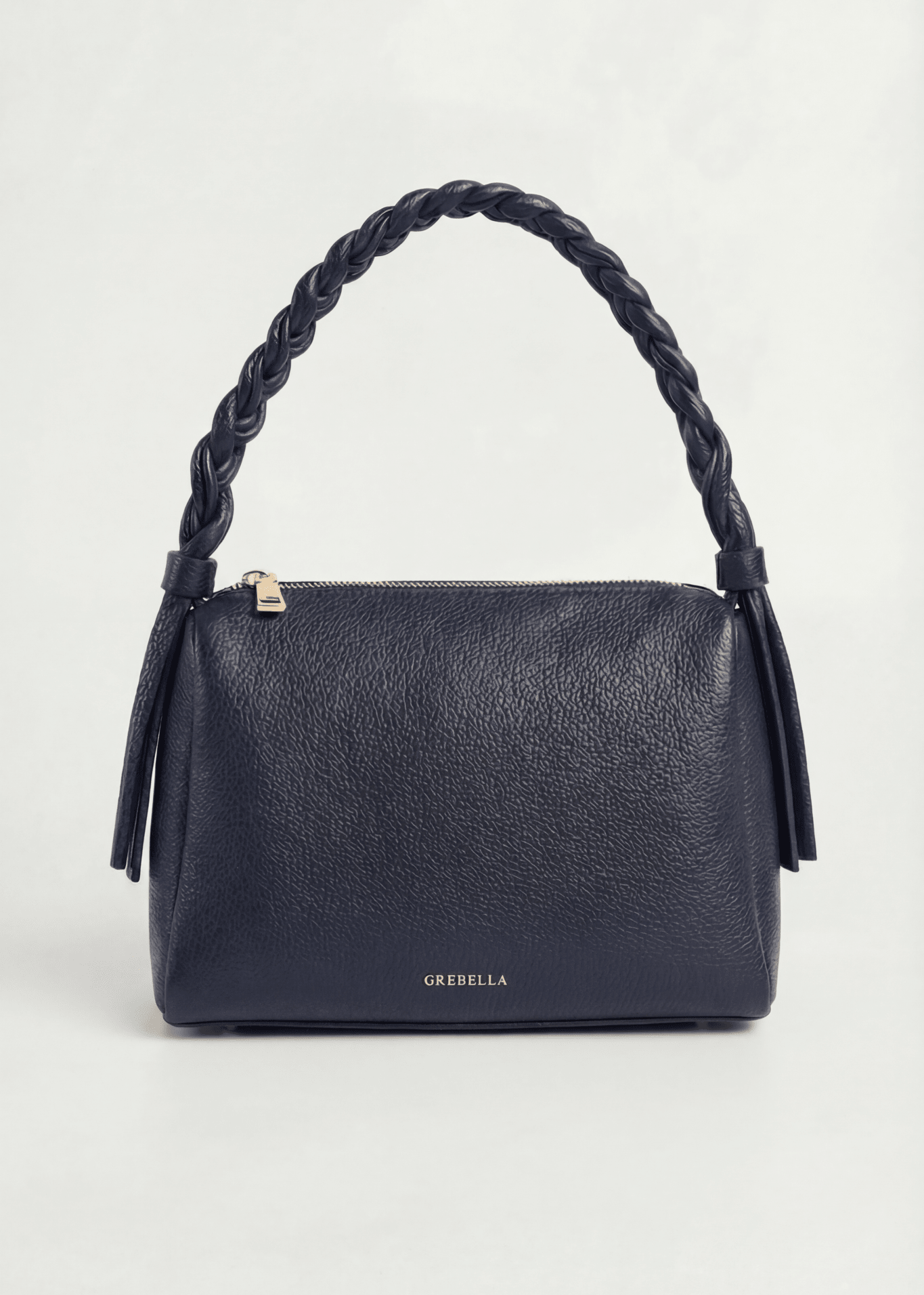 VESPER Deep Atlantic grained calfskin shoulder bag by GREBELLA, Barcelona
