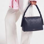VESPER Deep Atlantic grained calfskin shoulder bag by GREBELLA, Barcelona — view 2