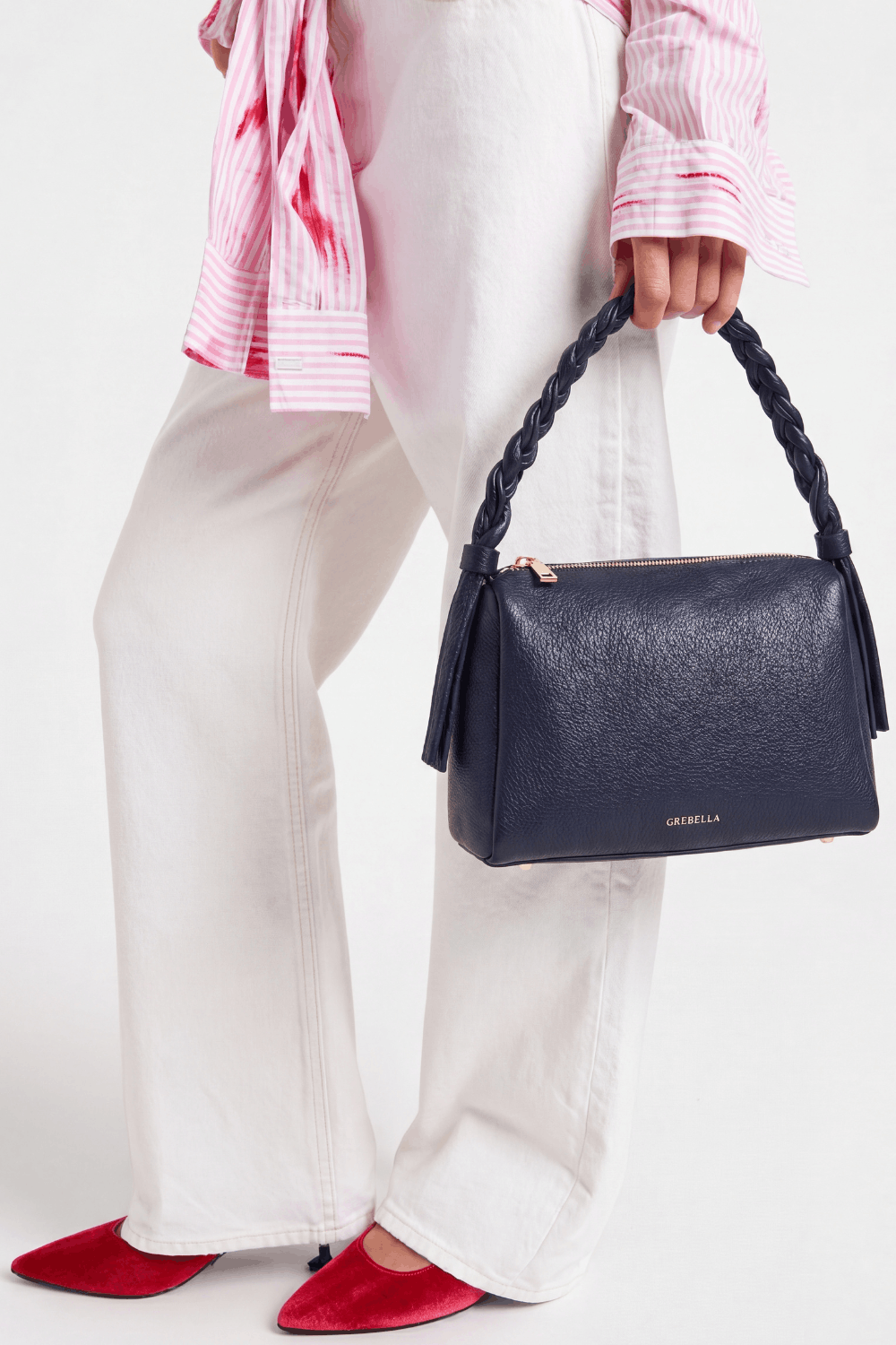 VESPER Deep Atlantic grained calfskin shoulder bag by GREBELLA, Barcelona — view 2