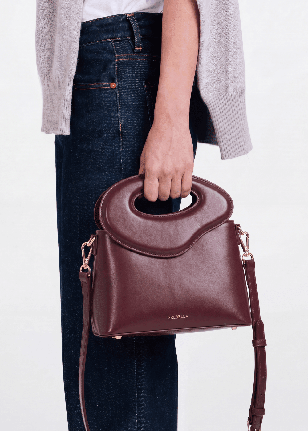 NOYA Rosso Gaudí box calfskin top-handle bag by GREBELLA, Barcelona — view 2