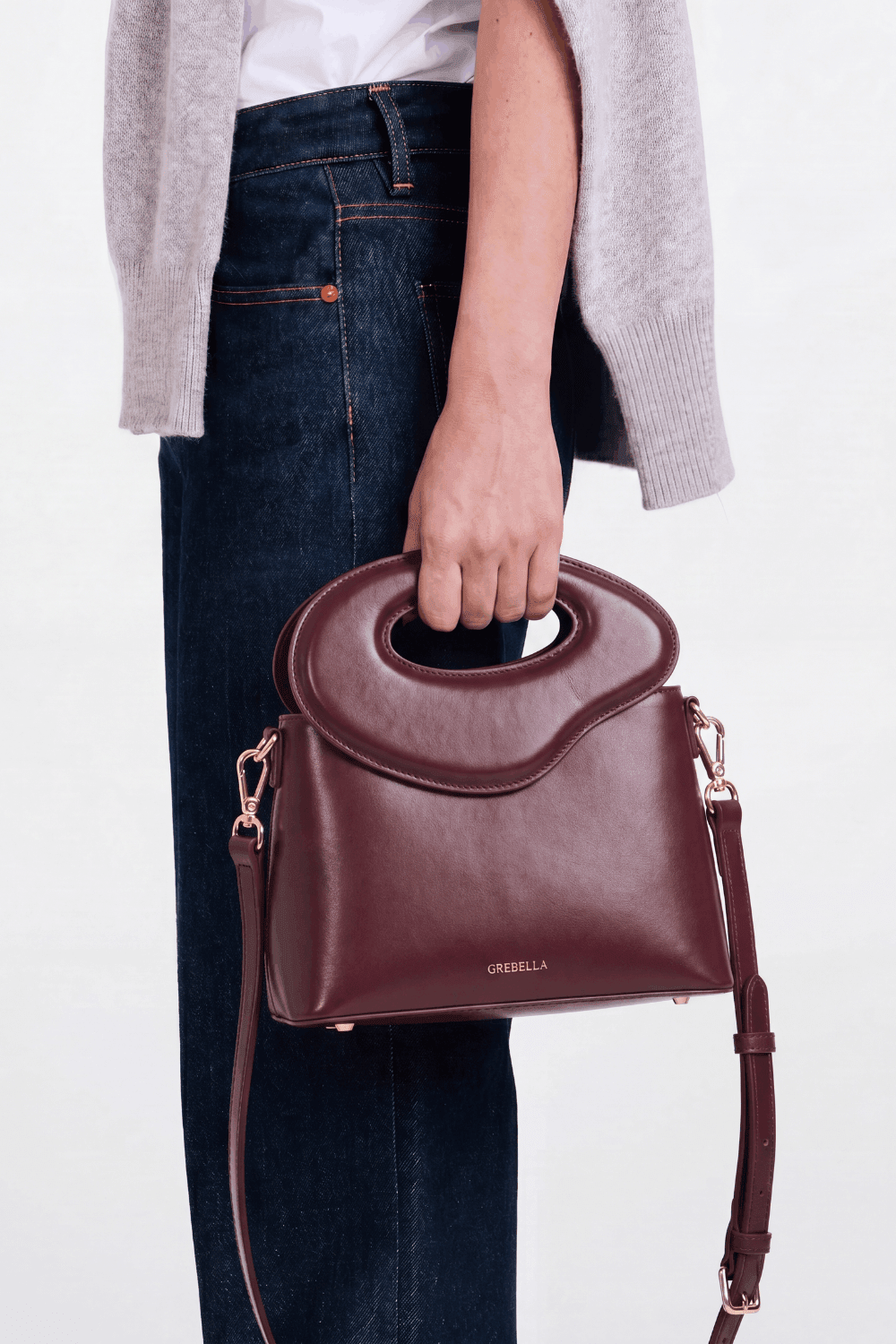 NOYA Rosso Gaudí box calfskin top-handle bag by GREBELLA, Barcelona — view 2
