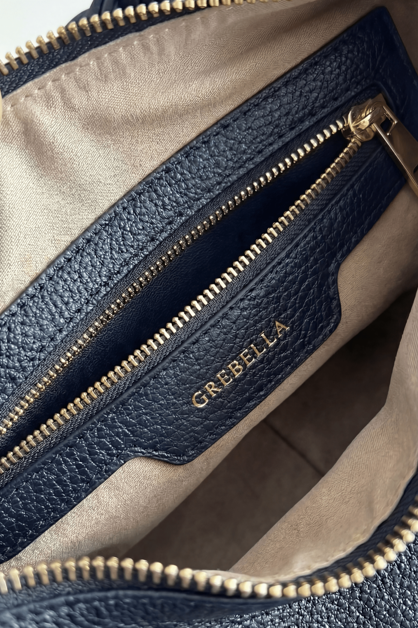 VESPER Deep Atlantic grained calfskin shoulder bag by GREBELLA, Barcelona — view 7