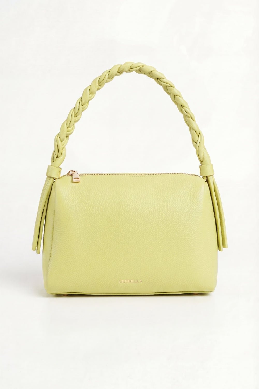 VESPER Pistachio Horta grained calfskin shoulder bag by GREBELLA, Barcelona