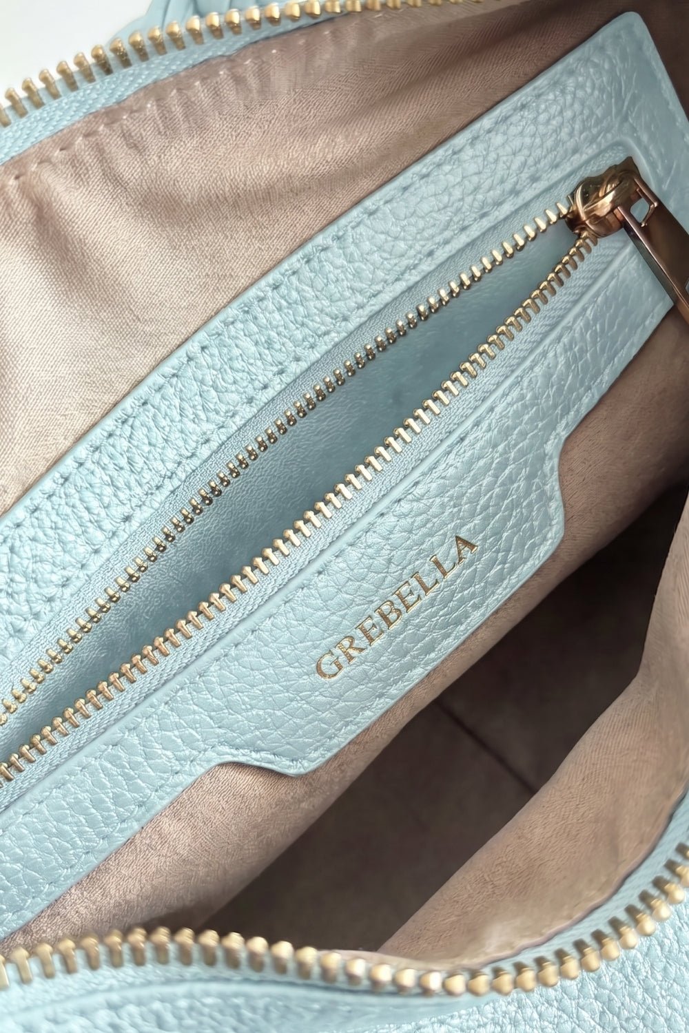 VESPER Celeste Pedralbes grained calfskin shoulder bag by GREBELLA, Barcelona — view 6