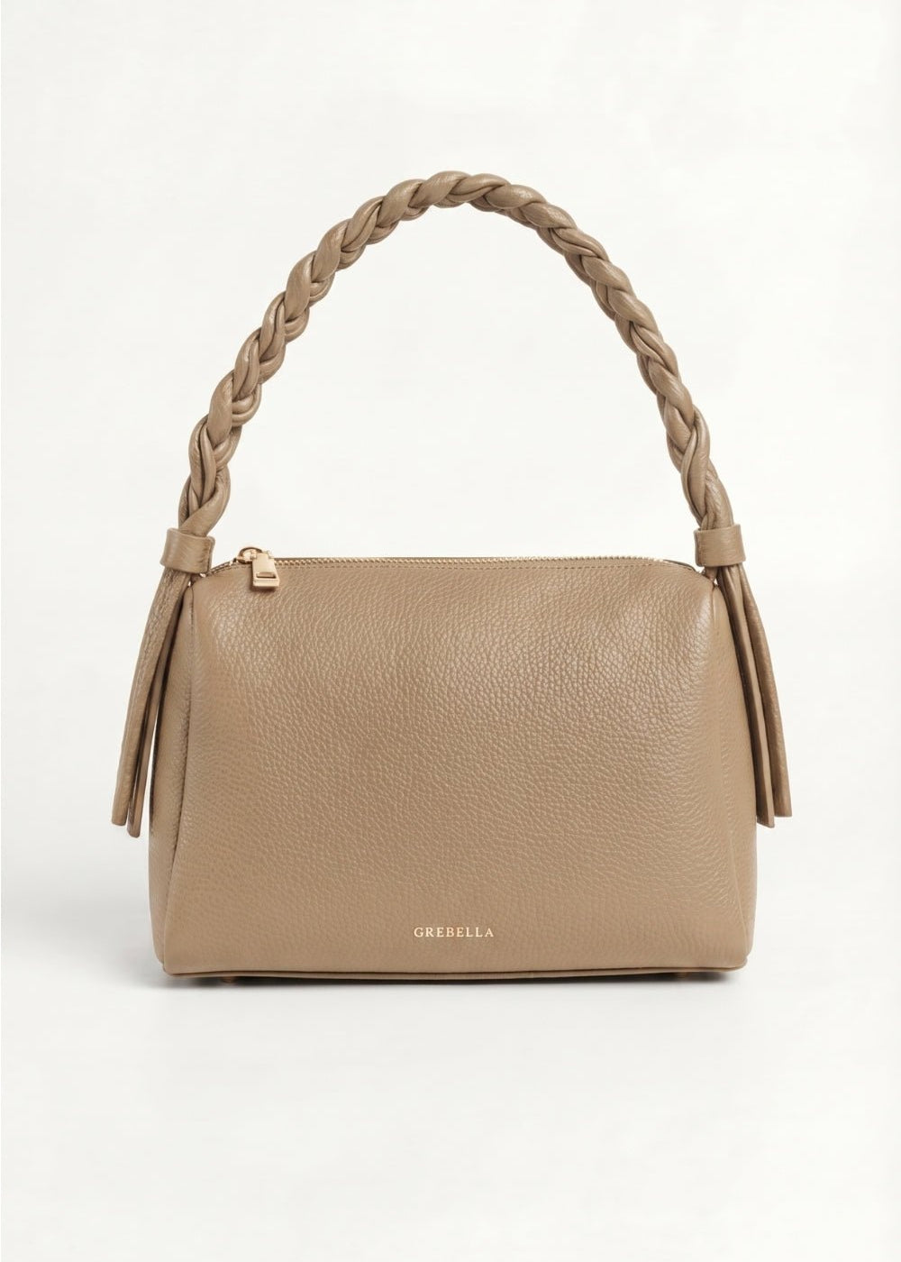 VESPER Stone Laietana grained calfskin shoulder bag by GREBELLA, Barcelona
