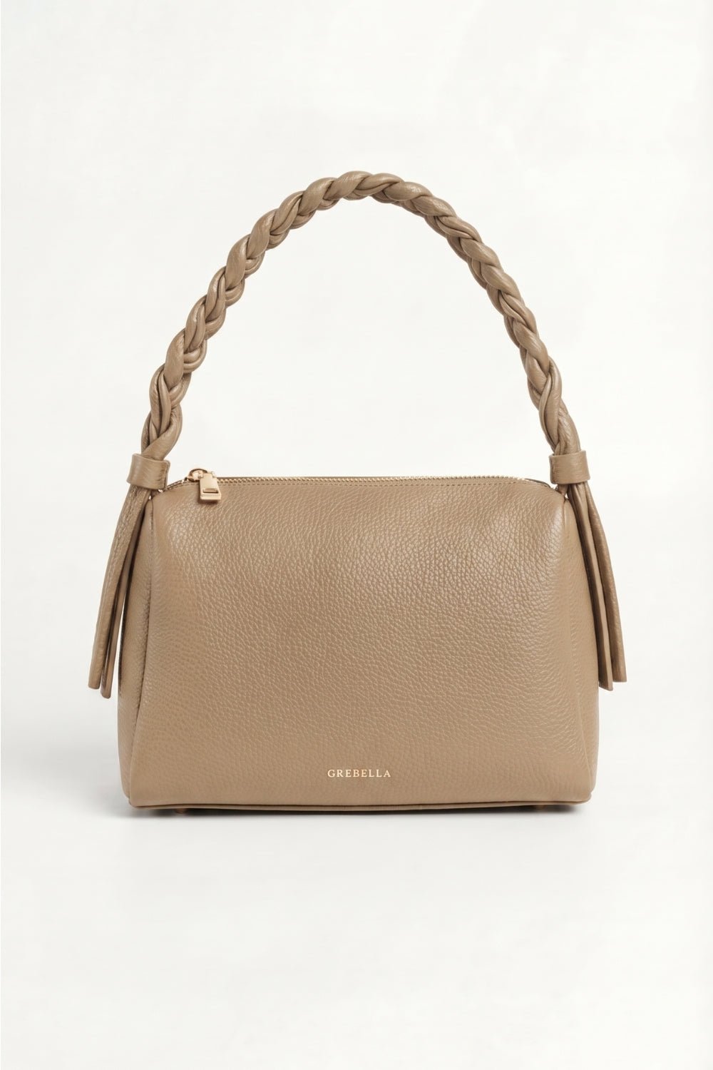 VESPER Stone Laietana grained calfskin shoulder bag by GREBELLA, Barcelona