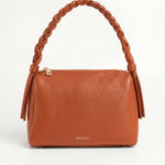 VESPER Terracotta Arc grained calfskin shoulder bag by GREBELLA, Barcelona