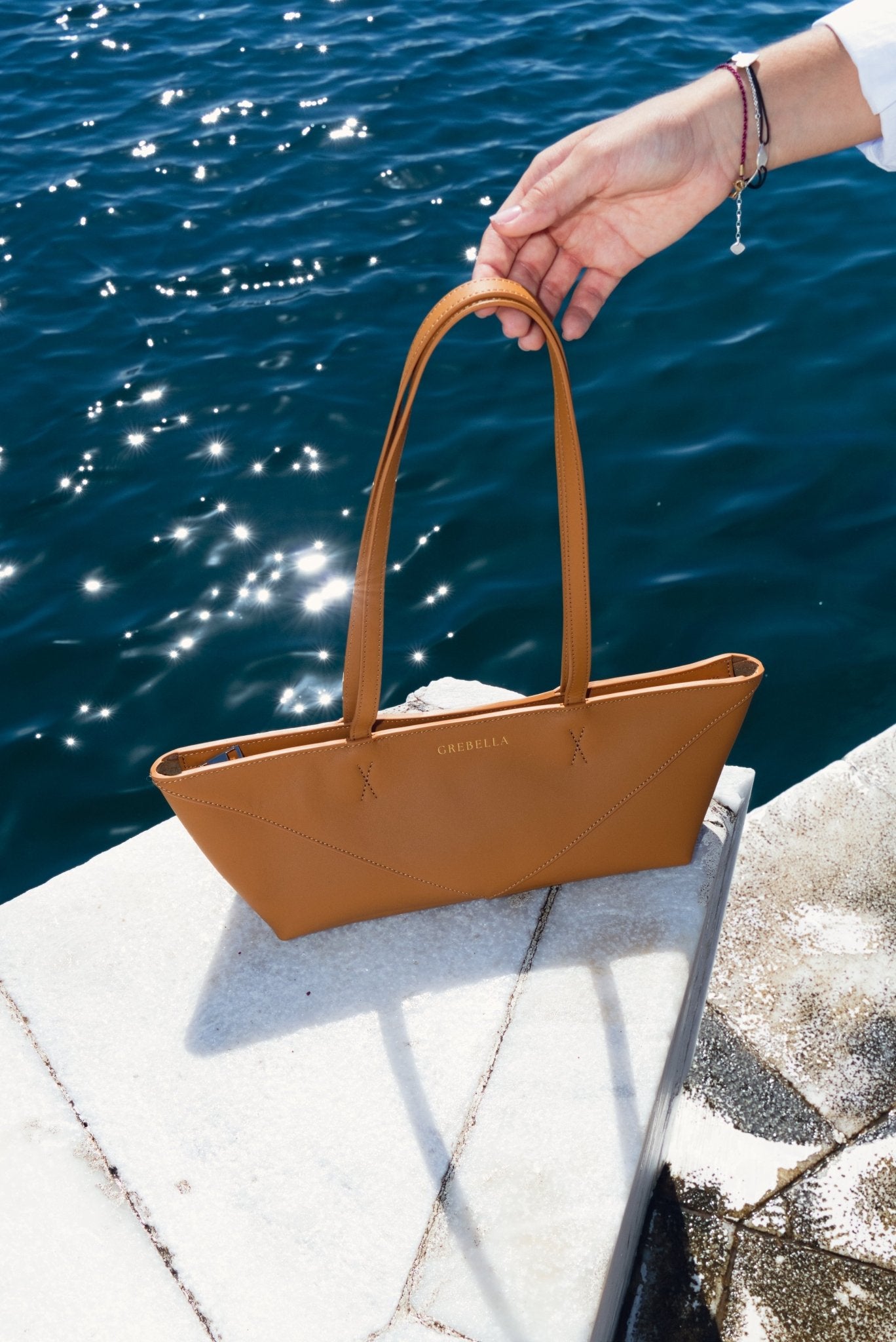 LÍNEA Saffron Pedrera matte leather micro bag by GREBELLA, Barcelona — additional view